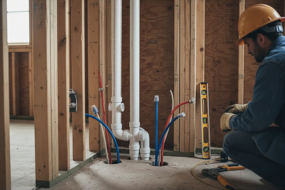 Drain and supply rough-in during Sump Pump Repair in Garner